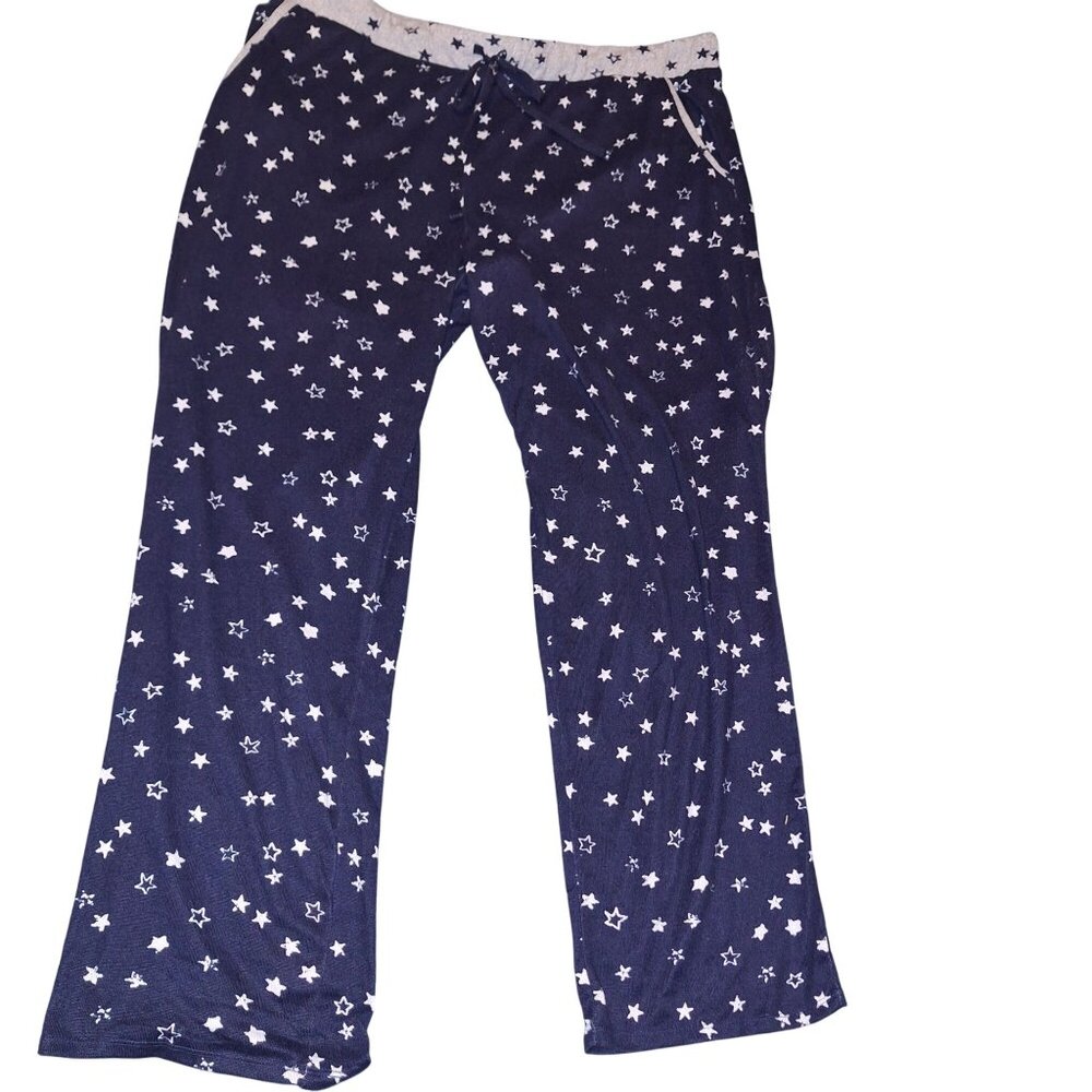Lucky Brand Womens Star-Print Lounge Pants XXL Blue Elastic Waist Comfy Soft